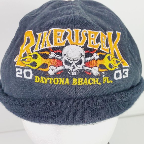 Vtg 2003 CSI Bullet Proof Bike Week Daytona Beach Florida Hook Loop Skull Cap - Picture 2 of 9